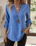 New Women's Loose-Fit Plus-Size V-Neck Solid Color Short-Sleeve T-Shirt Meifu Market