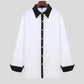 A Handsome Business And Fashionable Long-sleeved Shirt With Contrasting Colors For A Teenage Man meifu market