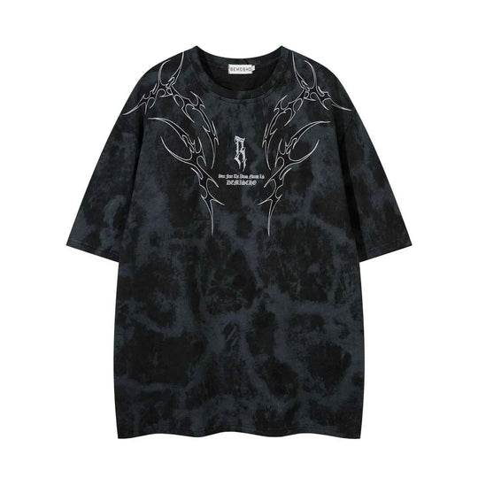 retro thorn embroidery t-shirt | vintage american summer shirt | cotton blend short sleeve tee | energy saving