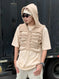 Loose, Versatile Designer-style Sleeveless Hooded Tank Top Gray - reverse side showing construction
