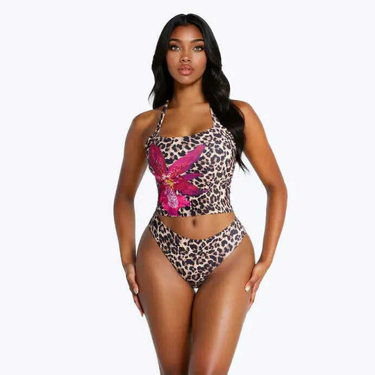Women's Geometric Print Retro Swimsuit Tank Top Set - Meifu Market