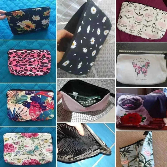 waterproof cosmetic bag | 8x5 inch makeup pouch | polyester fabric construction | ultrasonic cleaning