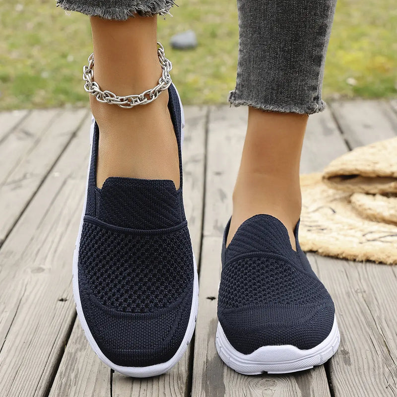 Large Size Mesh Breathable Flat Solid Color Casual Flyknit Pumps Meifu Market
