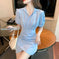stretchable polyester fabric | slim fit skirt shirt | office to evening wear | energy saving