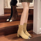 Fashion Elegant Square Head French Chunky Heel Boots Meifu Market