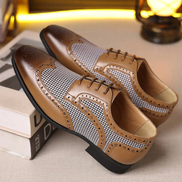 Imitation Houndstooth Men's Shoes Casual Leather Shoes Meifu Market