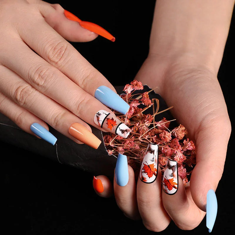 press-on nails for women | coffin shaped acrylic nails | long stiletto fake nails | energy saving