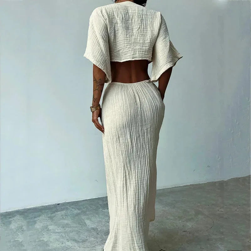 stretch-fabric midi dress | breathable summer dress | slim fit bodycon dress | energy saving