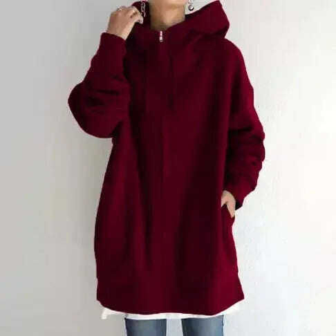 Women's Oversized Hooded Coat - Loose Fit Velvet Sweatshirt S-5XL Meifu Market