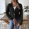 pearl buckle cardigan | four button sweater | woven knit fabric | energy saving
