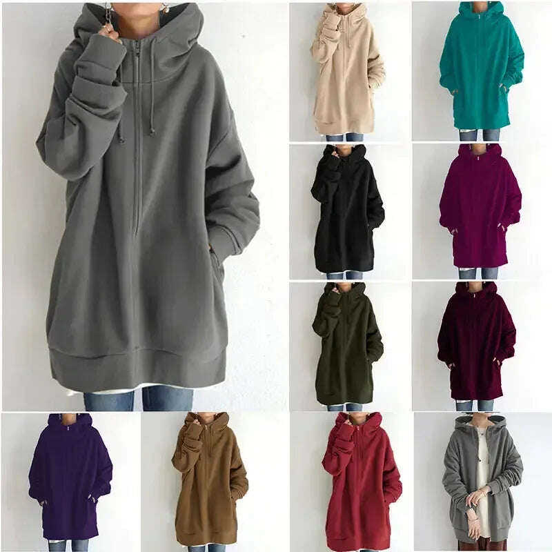 Women's Oversized Hooded Coat - Loose Fit Velvet Sweatshirt S-5XL Meifu Market