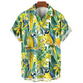 quick-dry polyester fabric | breathable short sleeve shirt | tropical palm tree print | energy saving