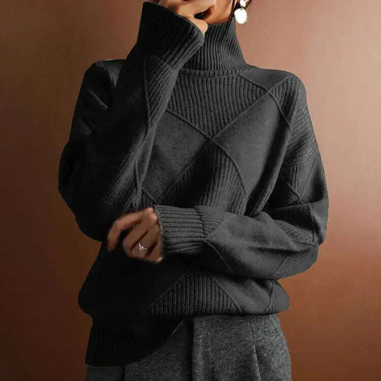 Turtleneck Sweater Women - Loose Knit Warm Pullover Solid Color Meifu Market