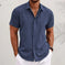Men's Linen-Blend Short Sleeve Loose Shirt with Double Placket - Meifu Market