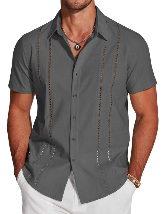 Men's Hawaiian Print Short Sleeve Lapel Shirt - Meifu Market