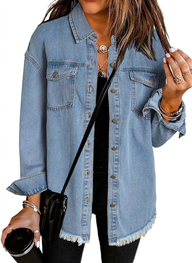Washed Denim Shirt Jacket Women's European And American Meifu Market