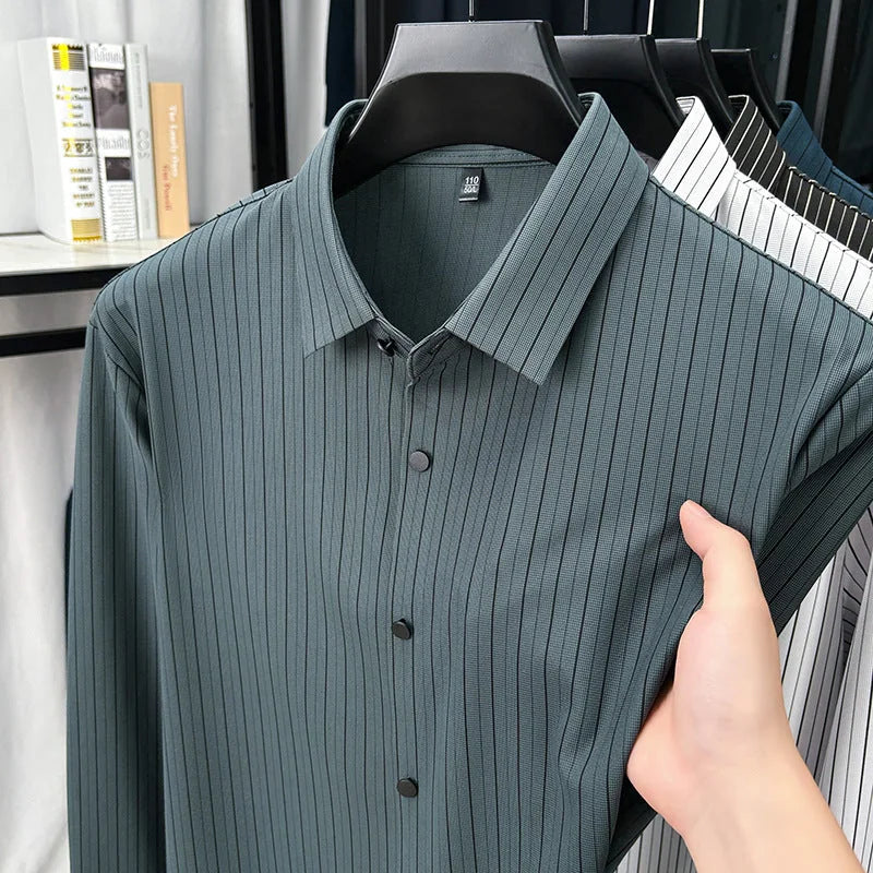 vertical striped shirt | mens long sleeve shirt | slim fit shirt | ultrasonic cleaning