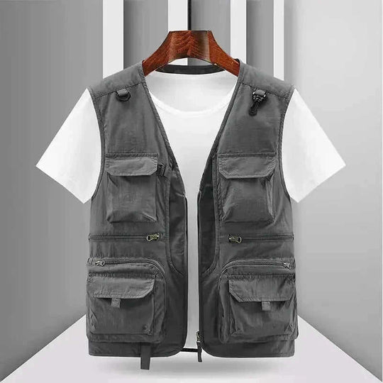 large capacity vest | waterproof nylon material | multiple storage pockets | energy saving
