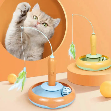 2 In 1 Pet Cat Toy With Feather For Self-play Cat Turntable Pets Supplies Cat Toy Toys Cats Items Products Meifu Market