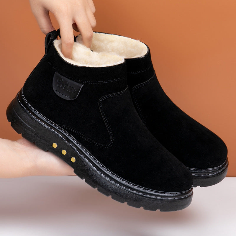 Warm Non-slip Sheep Wool Plus Velvet Thick Cotton Shoes Meifu Market