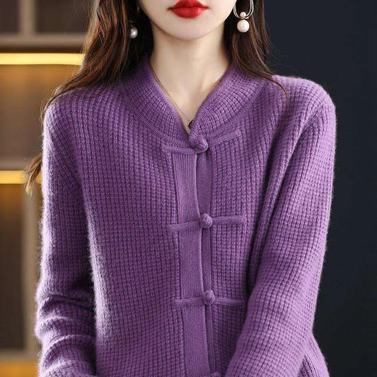 Women's Cashmere Cardigan Chinese Retro Buckle
