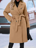 double-breasted trench coat women | long wool blend coat | belted winter jacket | energy saving
