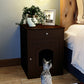 Wooden Pet House Cat Litter Box Enclosure With Drawer & Side Table Meifu Market