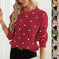 Ins Polka Dot Print Pullover Sweater Fashion Casual Long-sleeved Jacquard Knitted Top Winter Round Neck Clothing For Women Meifu Market