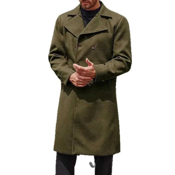 heavy wool blend coat | double-breasted trench coat | mens winter overcoat | ultrasonic cleaning