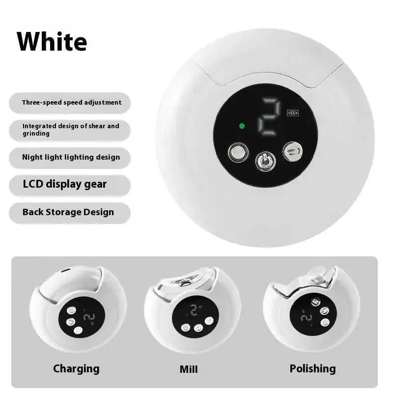 Electric Nail Clippers Household Multi-function Anti-splash Nail Piercing Device White English - packaging and presentation