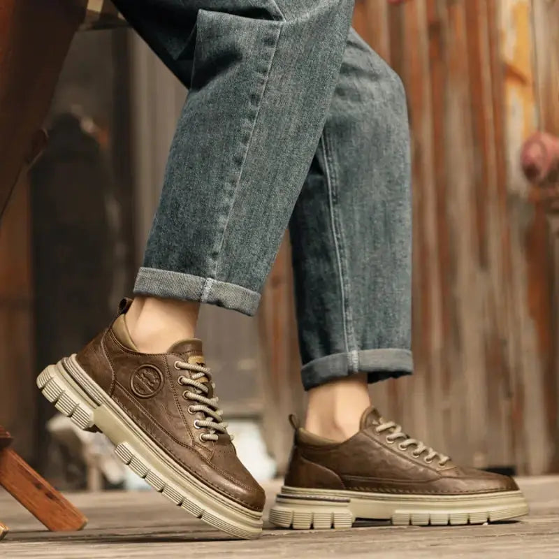 High-grade British Style Worker Boot Platform Casual Leather Shoes Meifu Market