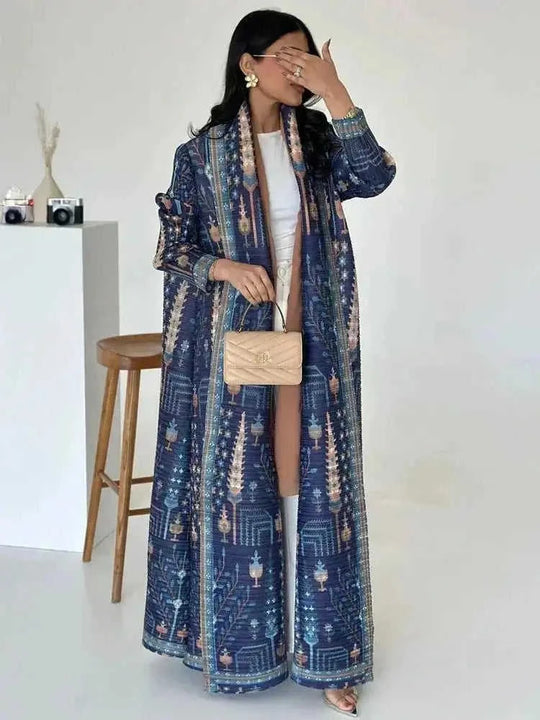 plus-size abaya robe | long cardigan coat | breathable cotton fabric | ultrasonic cleaning