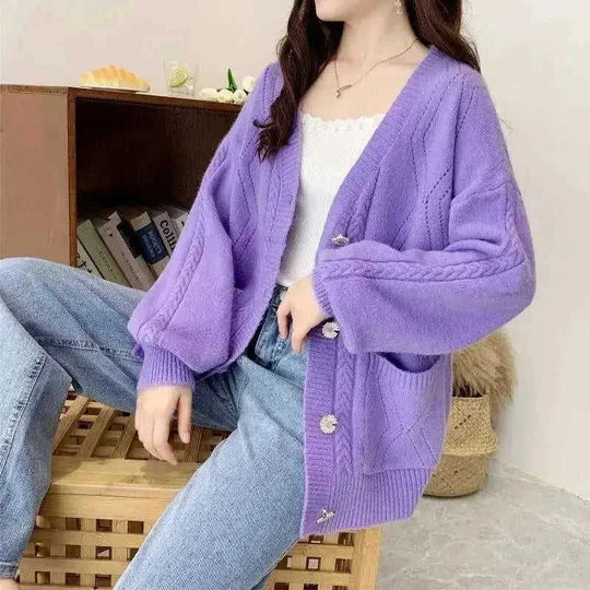 Cashmere jacket vintage knitted sweater cardigan - Meifu Market