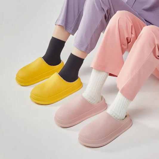 Large Size Men's And Women's Waterproof Non-slip Warm Cotton Slippers