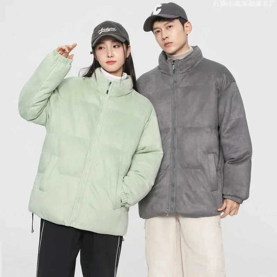deerskin velvet jacket | quilted windproof coat | loose fit winter jacket | ultrasonic cleaning
