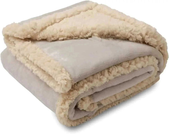 heavyweight flannel pet blanket | sherpa lined dog bed cover | reversible dog blanket for crate | ultrasonic cleaning