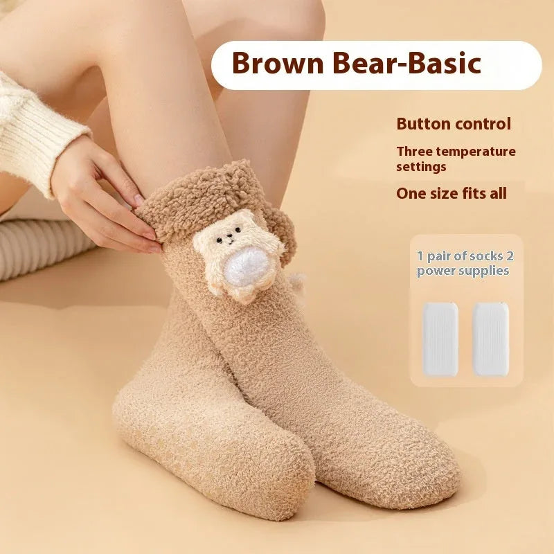 thickened fleece construction | usb powered heating socks | adjustable temperature control | energy saving
