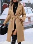 double-breasted trench coat women | long wool blend coat | belted winter jacket | ultrasonic cleaning