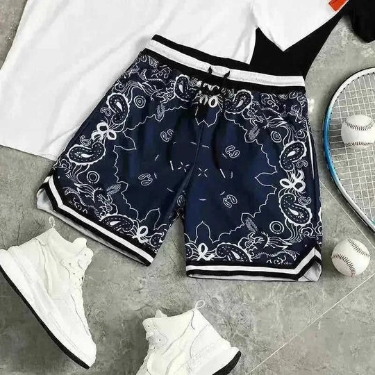 American Fashion Brand Summer Quick-dry Basketball Shorts Casual Sports Pants Paisley Fifth Pants Workout Shorts Men - main v