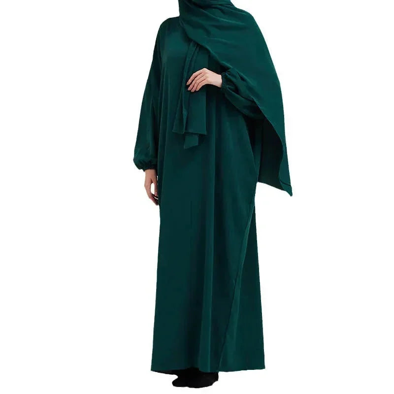 long sleeve abaya dress | plus size modest wear | cotton blend robe dress | energy saving