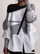 Crew Neck Long Sleeve Knitted Multi-color Patchwork White Shirt Women's Meifu Market