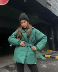 heavy wool blend coat | slim fit overcoat women | double-breasted winter coat | energy saving