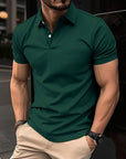 Summer Short Sleeve Polo Shirt Men Solid Color Button Lapel Button Top Meifu Market