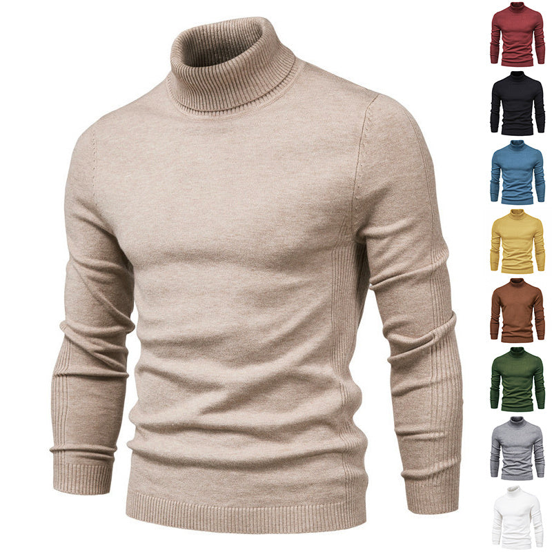 Men's Solid Color Slim Pullover Turtleneck Sweater Winter Casual Tops Clothing Meifu Market