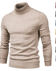 Men's Solid Color Slim Pullover Turtleneck Sweater Winter Casual Tops Clothing Meifu Market