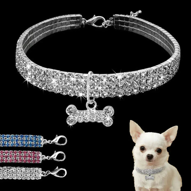 Bling Rhinestone Dog Collar Crystal Puppy Chihuahua Pet Dog Collars Leash For Small Medium Dogs Cats Meifu Market