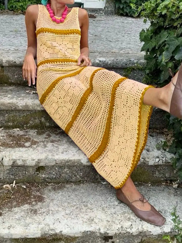 knitted sweater vest | contrast color dress | lightweight knitted fabric | energy saving