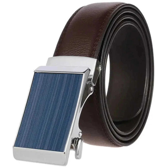 Cowhide Alloy Belt Automatic Buckle Business Casual Belt Men's Pant Belt Browngun Buckle A - color variant display