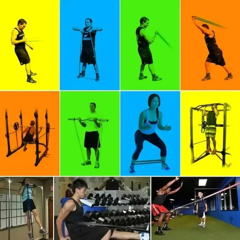 heavy-duty latex resistance bands | full body workout set | home gym equipment | energy saving