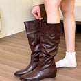 Small Retro Pointed Height Increasing Insole Boots Below The Knee High Meifu Market
